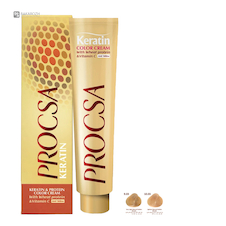 عکس رنگ مو پروکسا (PROCSA) سری طبیعی طلایی حجم 100 میلی لیتر