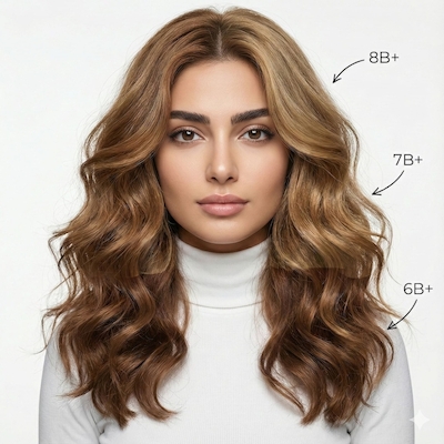 سری بیسکوییتی رنگ مو ویتاال روی موهای مدل