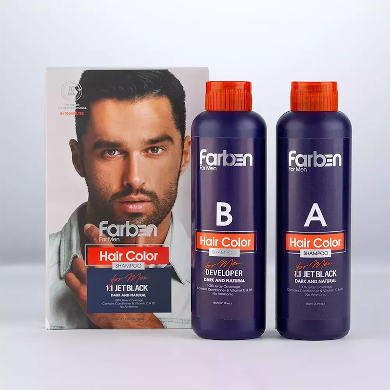 شامپو رنگ مو مردانه فاربن رنگ مشکی تیره