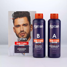 عکس شامپو رنگ مو مردانه فاربن رنگ قهوه ای تیره